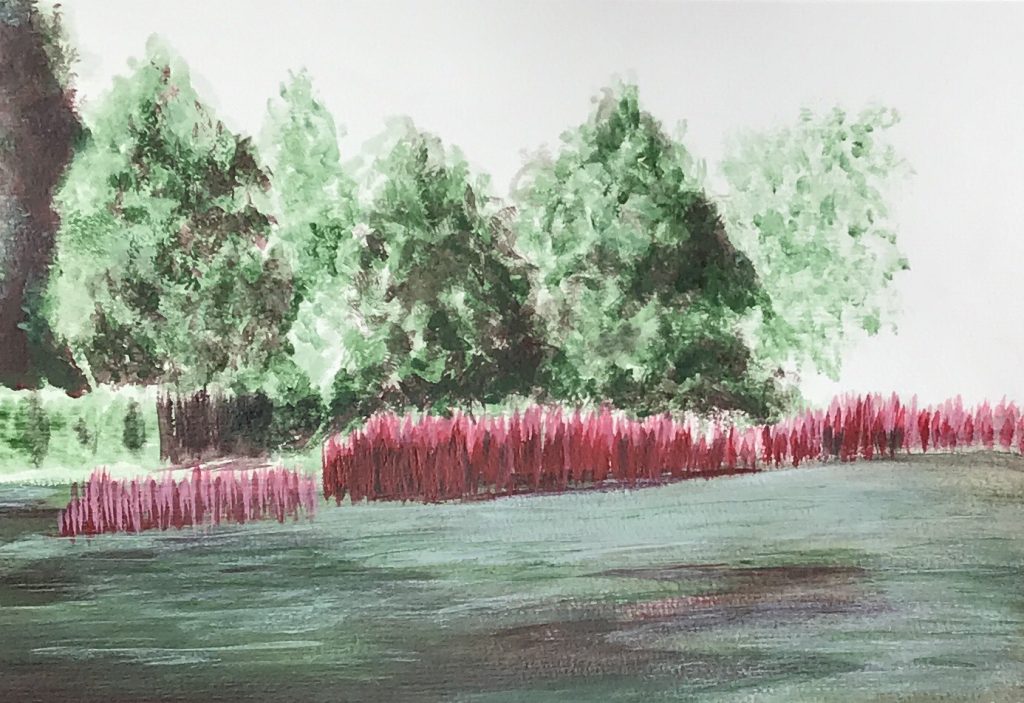 Landschaft - Acryl, zweifarbig, rot/grün - Daniela Rogall